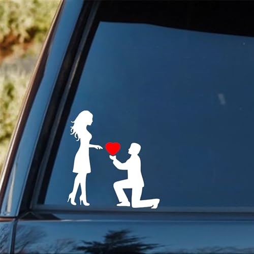 Image of Proposal Love Car Vinyl Sticker - Single Knee Down Romantic Design for Car Door, Body & Rear Windshield - Personality Car Decal 6 inch