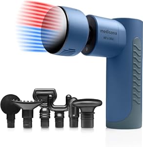 Medisana MG 600 Massagepistole, Elektrisches Massagegerät, Massage Gun zur Muskelentspannung und Lymphdrainage, Wärme und Kälte Funktion, Inkl. 7 Massageaufsätze & 3 Vibrationsstufen