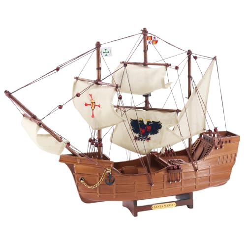 NAUTIMALL Barcos de madera de Santa María en miniatura de 40,6 cm, modelos náuticos, decoración de velero para el día del padre, regalo de Navidad, Cristóbal Colón