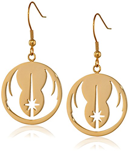 Star Wars Jewelry Jedi Order Gold IP Stainless Steel Dangle Hook Drop Earrings (SALES1SWMD)