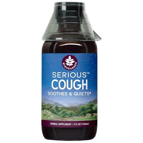 WishGarden Herbs Serious Cough Soothing & Quieting - Fast-Acting Herbal Cough Suppressant for Adults, Dry Cough Relief and Cough Expectorant, Soothes Throat Irritation and Chest Decongestant, 4oz Cover