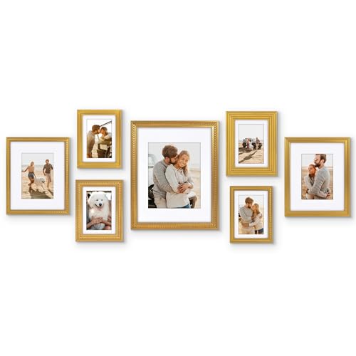 Americanflat Set of 7 Vintage Gold Frames with Polished...