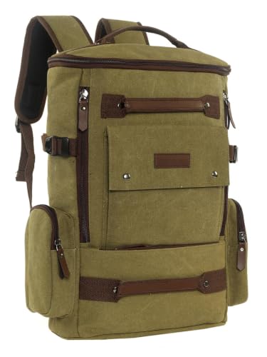 Image of FUR JADEN Eco Friendly Travel Laptop Backpack Made of Water Resistant Sustainable Canvas and Vegan Leather for Men and Women for Travel Hiking Work