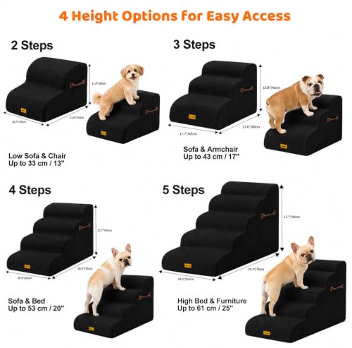 Gimars 30D Hoge dichtheid schuim, extra Brede stevige 3-trede hondentrap, 40 cm Hoog, met wasbare Hoes en Antislip bodem. Draagbare oprijplaat voor kleine honden naar Bank, Bed, Sofa, Auto