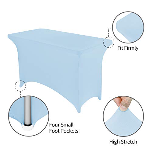 Image of Peomeise 4FT Spandex Table Cover Rectangular Stretch Spandex Tablecloth (Blue Mist,4FT)