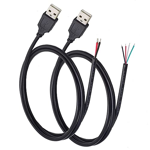 4 Cavi Micro USB A Filo Nudo 22AWG 2 Core – 0,3m, Per Riparazioni E Progetti Fai Da Te. Inclusi 2 Connettori Maschio E 2 Femmina. Solo Ricarica. - 4