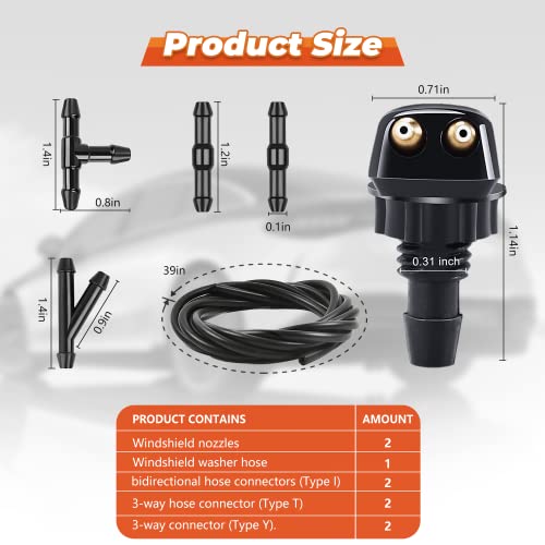 Goothx US-WASHER NOZZLES 2Pcs Front Windshield Washer Nozzles, Front Windshield Washer Nozzle Kit And Fluid Hose, Windshield Washer Nozzles Wiper Spray Fit thumb #1