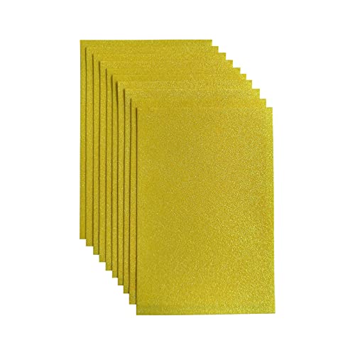 Glitzer-Filz, 10 Stück solide Glitzerblätter für Partyprojekte, 20,3 x 30,5 cm Glitzerstoff zum Basteln, Filz-Glitzer-Quadrat für Urlaub, Gruß, Festival (dunkelgelb) Cover