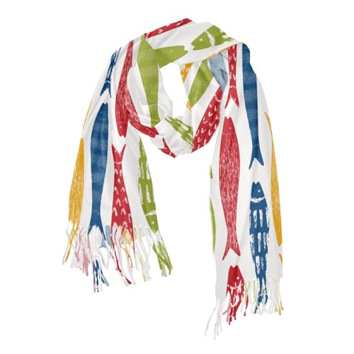 Sardine Shoal FishSoft Cashmere Feel Scarf unisex for Men and Women Winter Large Shawl Wrap