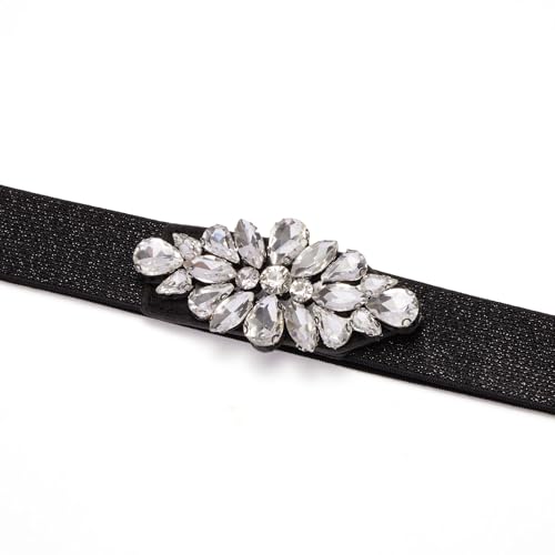 Womens Belts for Dress Fashion Rhinestone Elastic Bow Belt Skinny Waist Belt3
