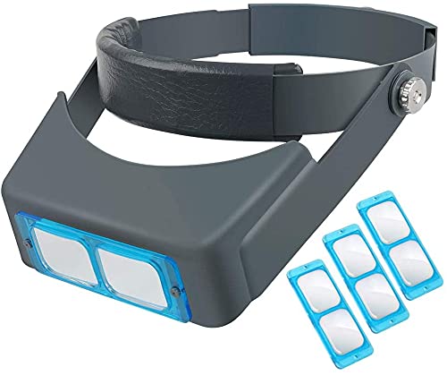 YHD Forehead Magnifier Head Magnifier Adjustable Headband Magnifying Glass 4 Magnifications 1.5X 2X 2.5X 3.5X