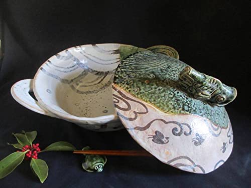 Amazon | 陶芸作家 佐藤和次作 織部 青海波文 土鍋 (4～5人用