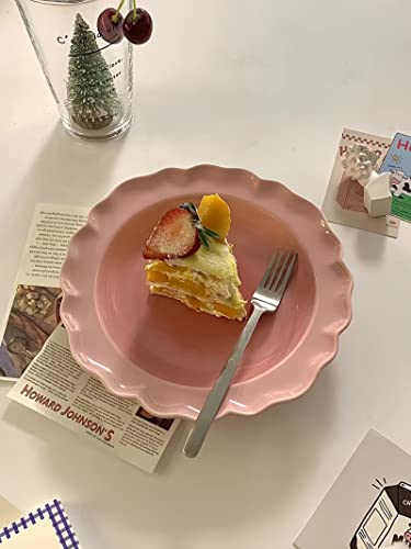 Tyhwags 8 Inch Handwork Pink Ceramic Salad Plate - Elegant And Versatile Dish For Everyday Use And Special Occasions #TOP2