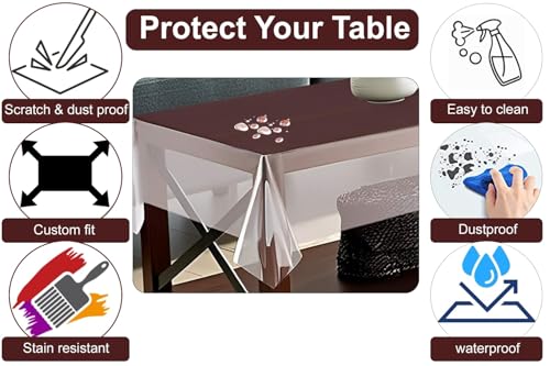 Image of The Furnishing Tree Rectangle Shaped Center Transparent Table Cover WxL 40x60 inches 0.25 mm Thickness Without Lace