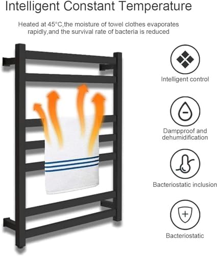 Wall-Mounted Electric Towel Warmer Rack - 304 Stainless Steel Heated Towel Rail for Bathroom, 7-Bar Towel Dryer, Fast Heating, Luxurious Spa Experience at Home