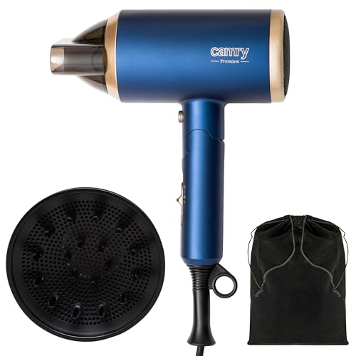 CAMRY CR2268 Sèche-cheveux avec technologie ionisante, poignée pliable, diffuseur, concentrateur,...