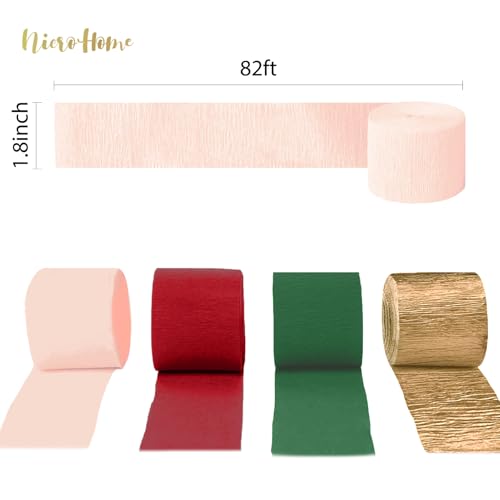 Image of NICROHOME EUR Christmas Decorations, 8 Rolls Christmas Green Red Gold Crepe Paper Streamers for Xmas Birthday Party Wedding Baby Shower Party Decorations, 1.8 Inch x 82 Ft /Roll