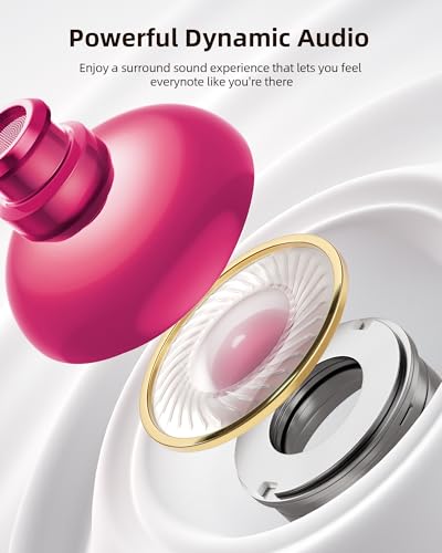 Image of PocBuds Bluetooth Headphones Wireless Earbuds 80hrs Playtime Wireless Charging Case Digital Display Sports Ear buds with Earhook Deep Bass IPX7 Waterproof Over-Ear Earphones for TV Phone Laptop Purple