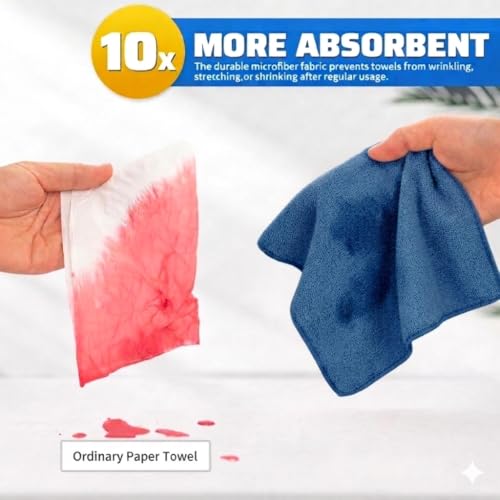 Image of Microfiber Cleaning Cloth Roll, Reusable Tear Away Microfiber Towels,Washable, Ultra Absorbent, Rags Cleaning, Dishcloths, Cleaning Cloth for Car, Home or Kitchen. (DENIM BLUE, 25cm X 25cm)