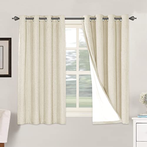 Image of H.VERSAILTEX 100% Blackout Curtains for Bedroom Thermal Insulated Linen Textured Curtains Heat and Full Light Blocking Drapes Living Room Curtains 2 Panel Sets, Bleached Sand, 52x54 Inch