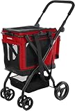 Carlett - Cube P | Carrito de Transporte 3 en 1 para Mascotas | Transportín + Ruedas | Freno de Seguridad | Tejido Impermeable | Combinable + Bolsa de Compra | Ruby