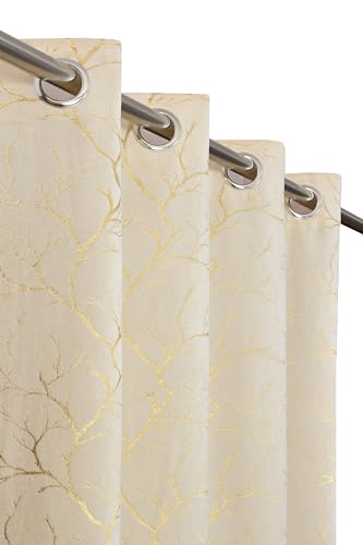 Image of Homefab India Velvet Curtain Room Darkening - Long Door 8 feet, Pack of 1 Panel, Cream
