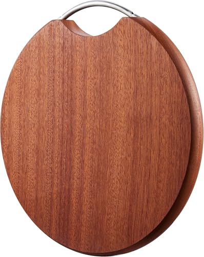 RUNCAN 【天然抗菌】黒檀の丸いまな板、Φ330mm*25mm無垢材の家庭用一枚板、全木カッティングボード、カビ防止まな板、 サペリ木製 カッティングボード キッチンボード