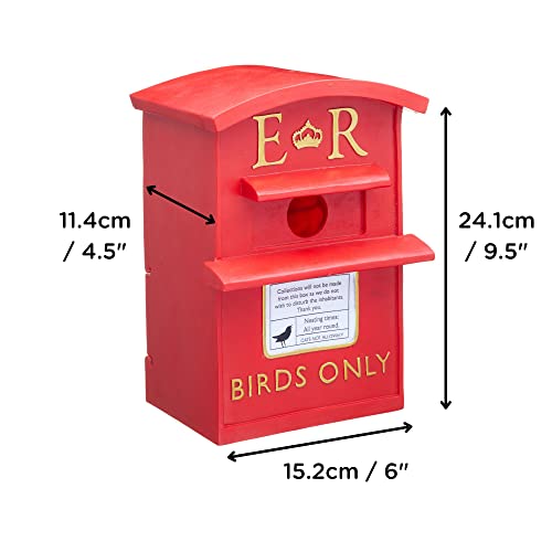 Traditional Colorful Painted Birdhouse Red Letterbox For Outdoor Tree Or Fence - Easy To Clean And Provides Cozy Habitat For Chickadees And Wrens - Winter Roosting Boxes For Birds #TOP4