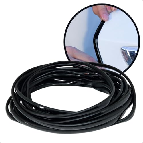 Friso de Borracha Protetora para Porta de Carro Rolo 5m Aplicação Universal Anti Impacto Arranhões com Fita Dupla Face (Preto)
