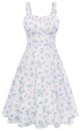 Image of Belle Poque Vintage Floral Dress for Women 2026 Summer A-line Sleeveless Flowy Midi Elegant Wedding Guest Cocktail Dress