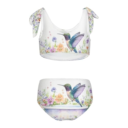 Floral Hummingbird in Tub Girls Bikini Sets 2 Piece Swimsuits Bathing Suit Swimwear2