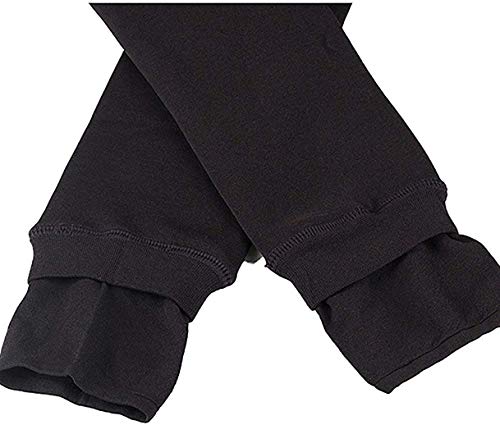 Calça legging feminina de inverno grossa e quente forrada com lã térmica elástica, Preto, Elastic