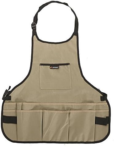 Canvas Duckwear Tool Apron With Pockets Cross-Back Strap Adjustable,Waterproof & Protective, Brown