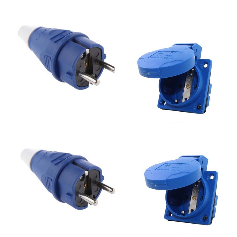Image of 16A 2pin 250V Industrial Socket And Plug IP54 Germany Type French Type Plug And Socket (2Pair)