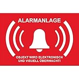 Schild Alarmanlage Alarmgesichert Schild 30 x 20 cm Alarmanlagen Schild Wird überwacht - Premium Alarmgesichert Schild von Aufklebo 1 x ohne Bohrlöcher