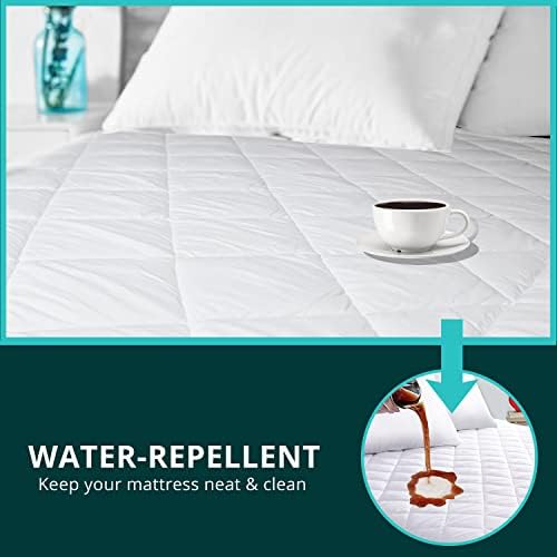 Milosc Quilted Mattress Protector White Deep Sleep Mattress Protector Soft Comfort Breathable Hotel Quality Soft Microfibre (Single)
