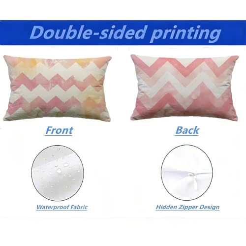 Housse de Coussin de Jardin aspect Lin Rose 40x70 cm Imperméable Rectangulaire pour Canapé - 3
