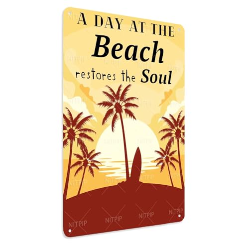 Funny Summer Plaque Signs Relax On The Beach Metal Tin Sign Pool Decor for Home Outdoor Party Beach for Swimming Pool Water Park Beach Decor 8x12 Inch