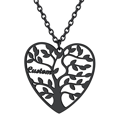 Custom4U Tree Of Life Necklace Personalized with 1-8 Names S925 Silver/Stainless Steel/18k Gold Family Tree Pendant Custom Handmade Birthday Gifts for Mom Grandma Women Gifts for Birthday (G