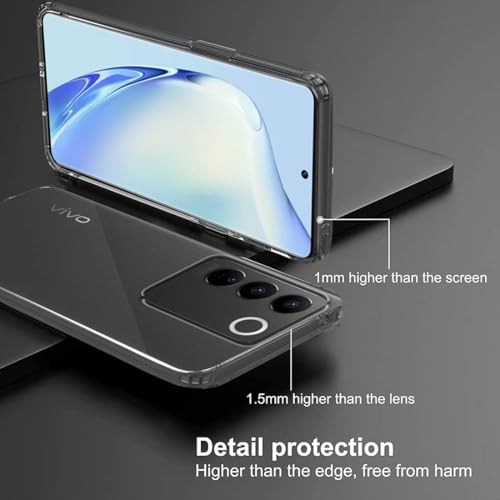 Image of Fashionury Crystal Clear Case for Vivo V27 Pro 5G | Yellowing Resistance | Transparent TPU Silicone | Raised Camera Lips | Slim Transparent Cover