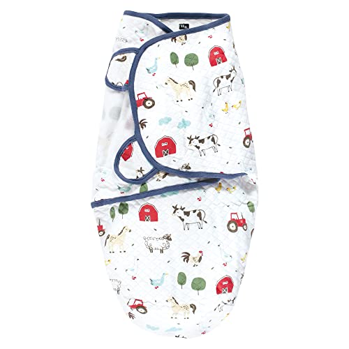 Image of Hudson Baby Unisex Baby Quilted Cotton Swaddle Wrap 3pk, Boy Farm Animals, 0-3 Months