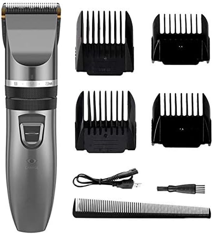 Electric Hair Trimmer Men Clipper Adult Rechargeable Ceramic Cutting Cutter Length Adjusted(Argento,Argento)
