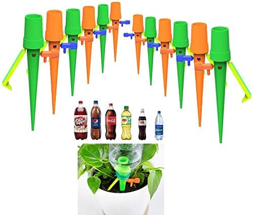 2019 New Upgrade Plant Self Watering Spikes with Slow Release Control Valve Switch Self Irrigation Watering Drip Devices, Plant Waterer with Anti-Tilt Anti-Down Bracket,Automatic Irrigation Drippers