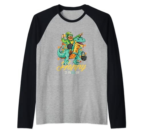 Happy St. Patrex Day | T-Rex Dino Ireland | St. Patricks Day Raglan Baseball Tee