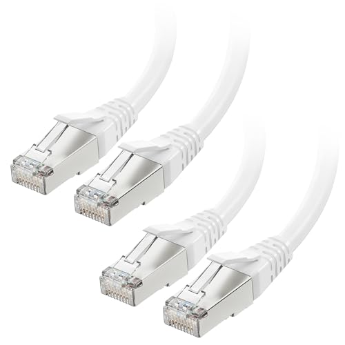 Cable Cat 8 S/FTP RJ45 blanco de 25 pies en paquete de 2 unidades