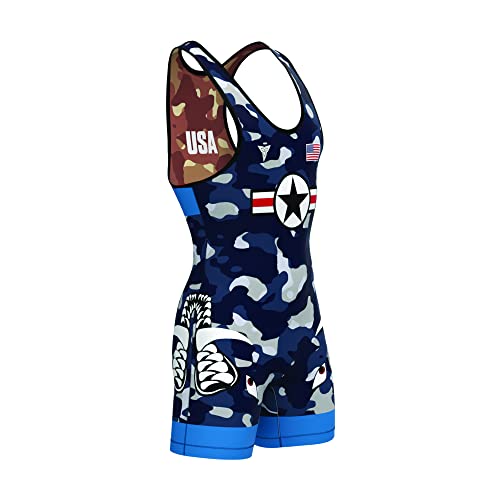 Tri-Titans Dog Fight Reversible Wrestling Singlet (Youth L) #TOP15