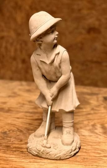 Golfer Golf Girl Statue Concrete Playing Girl Figure Outdoor Garden Woman Sculpture