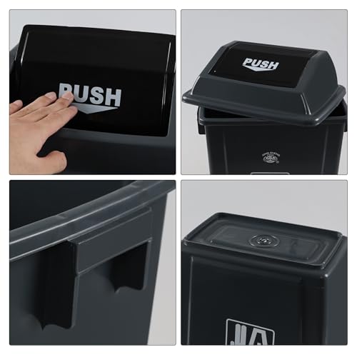 Caneca de basura de plástico gris con tapa basculante 8 galones pack 4 miniatura 3