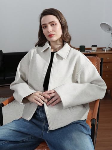 Trendy Women's Casual Coat: White Lapel Long Sleeve Jacket with Pockets (Large) for Effortless Style - Image 5