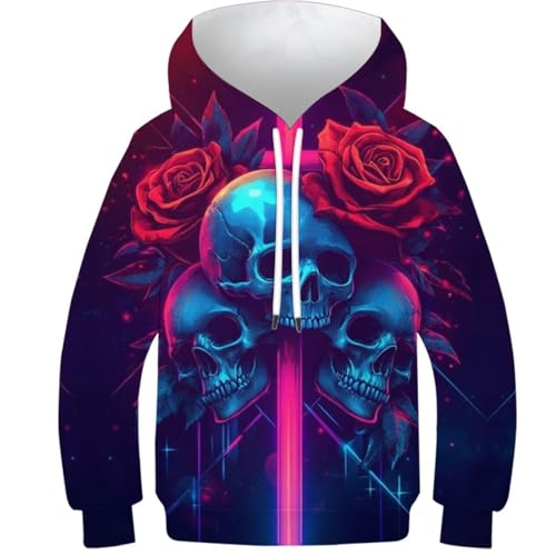 Sweat à capuche skeleton enfants pull-over 3d confortable anti-pilling